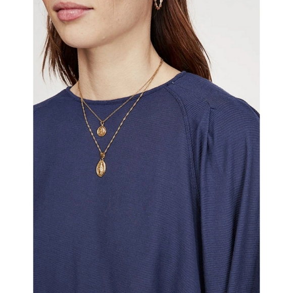 FREE PEOPLE BILLIE INDIGO LONG SLEEVE TEE Womens Top  XS - Picture 4 of 5